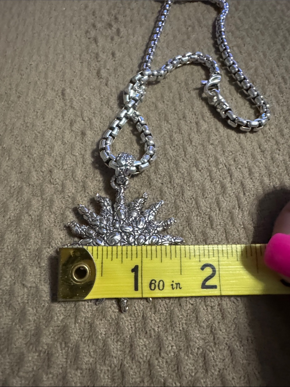 John Hardy Silver Starburst Pendant Necklace - Picture 7 of 8